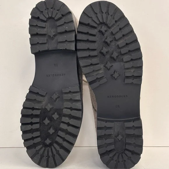 AEROSOLES Francesina Gray Wool Red Stitch Chunky Lug Sole Platform Lace Oxfords - Picture 8 of 10